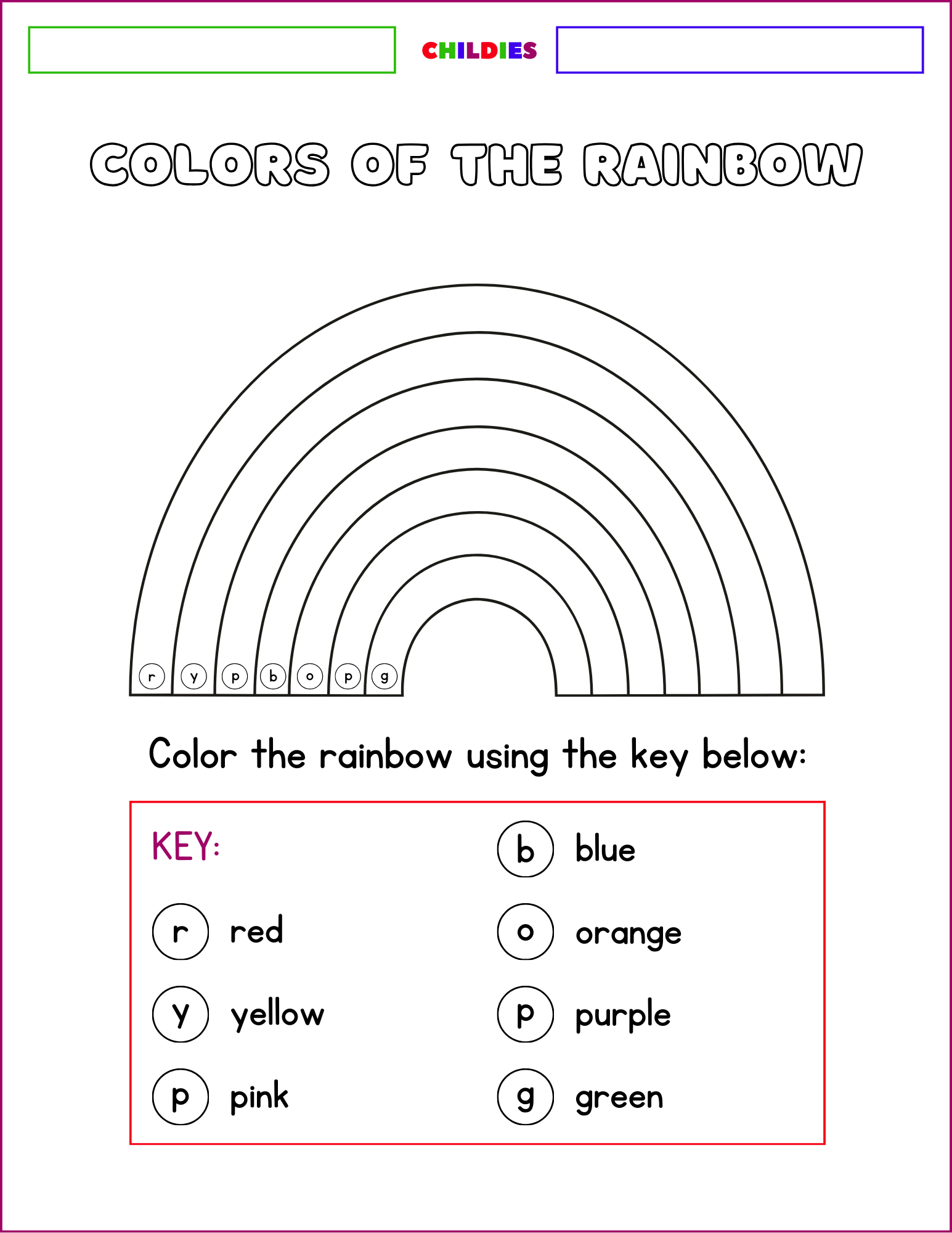 Free Coloring The Rainbow - Childies
