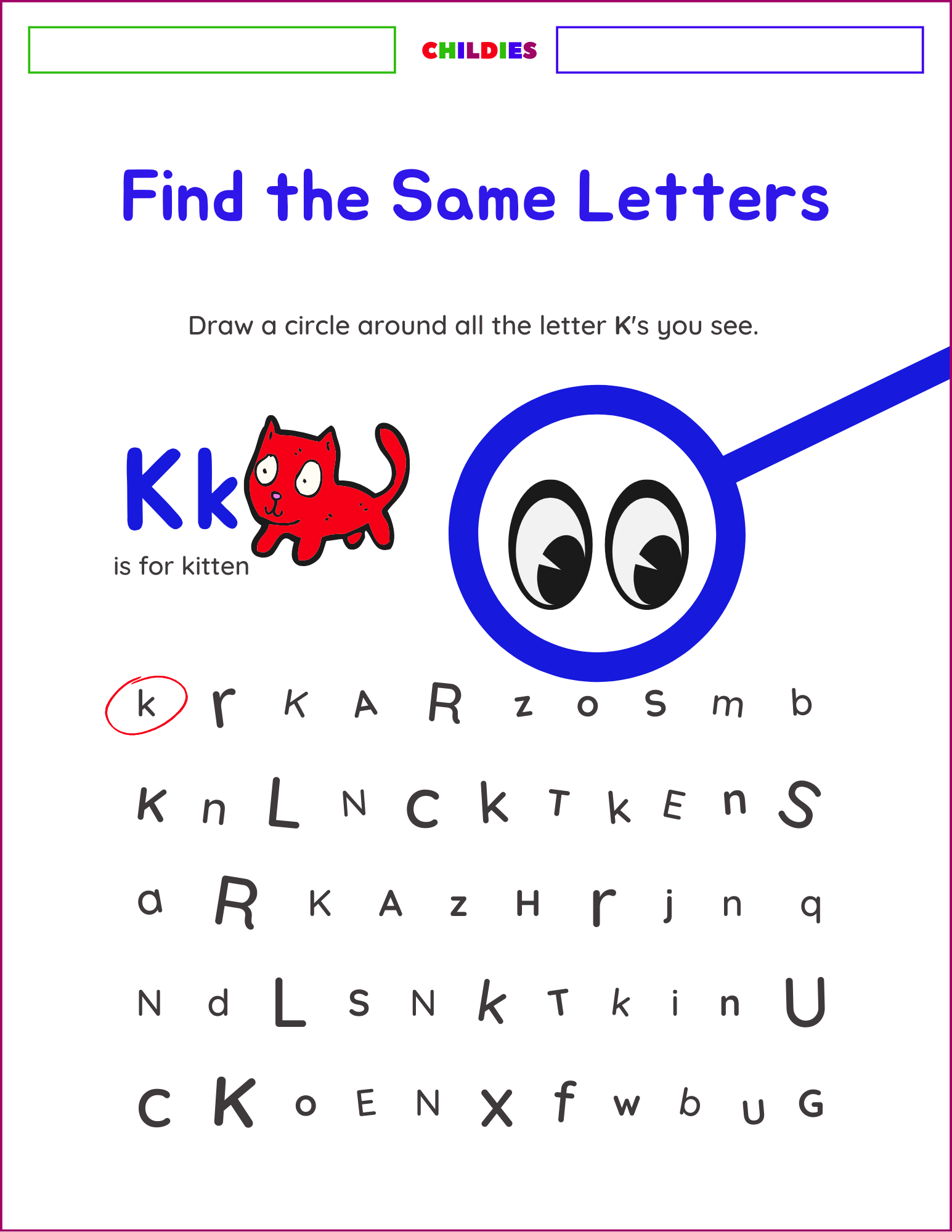 Find the Same Letters With Childies