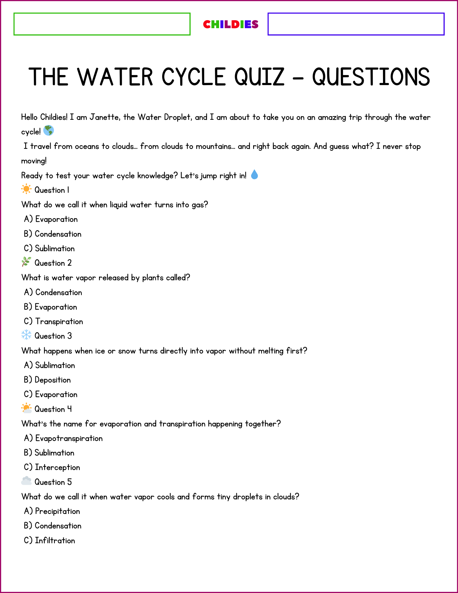 The Water Cycle Quiz - Childies Academy - Image 5