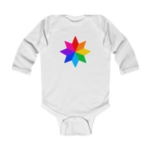 Rainbow Star Baby Bodysuit — Colorful Geometric Infant Long-Sleeve Onesie Hello Childies