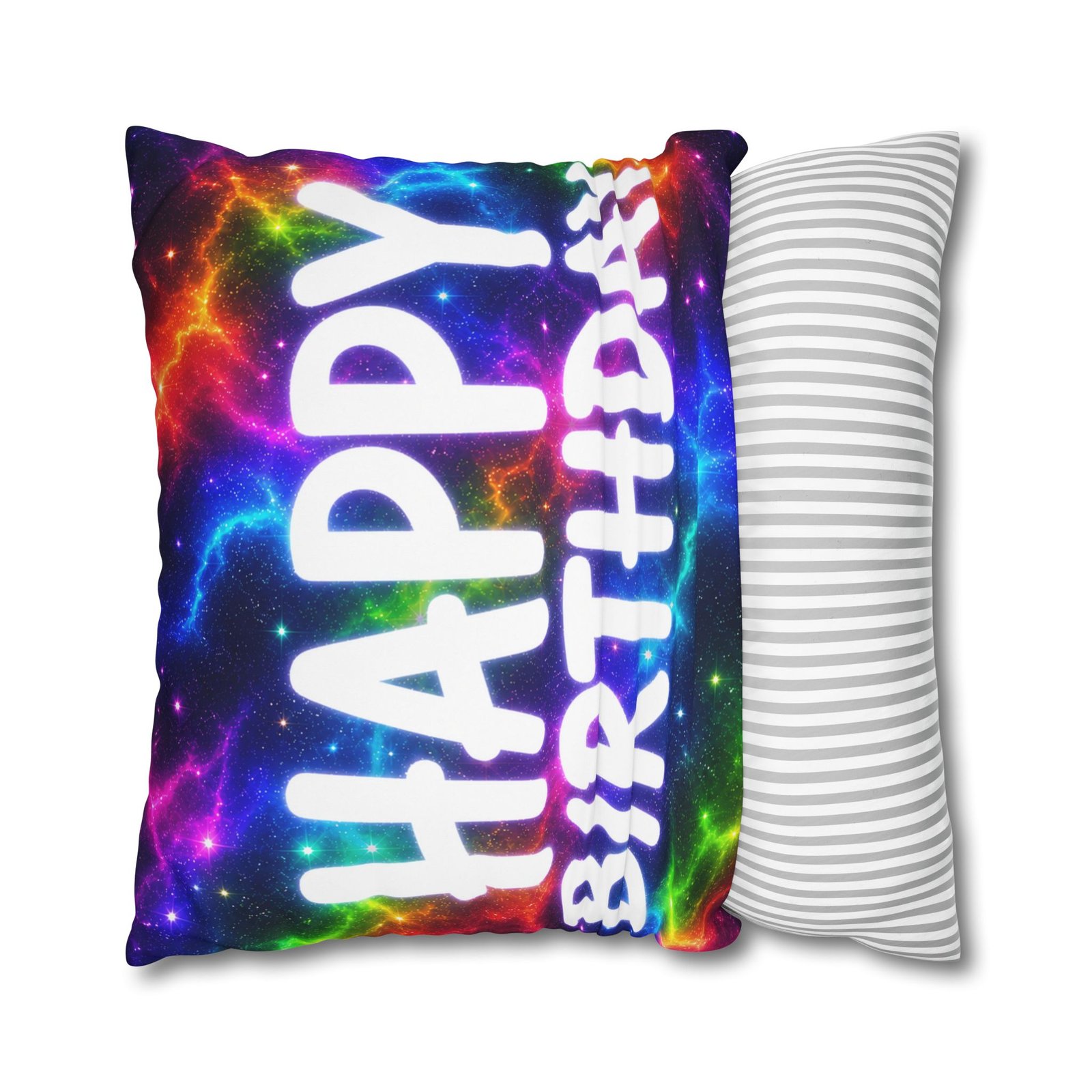 Happy Birthday Colorburst Pillowcase — Square Decorative Throw Pillow Cover Hello Childies - Image 23