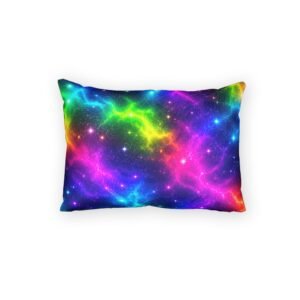 Galaxy Rainbow Pillow Sham — Vibrant Neon Space Decorative Pillowcase Hello Childies