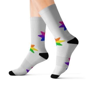 Rainbow Star Sublimation Socks — Colorful Pride Crew Socks Hello Childies