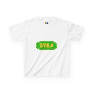 Kids Tee — Retro Green ‘SMILE’ Logo Shirt