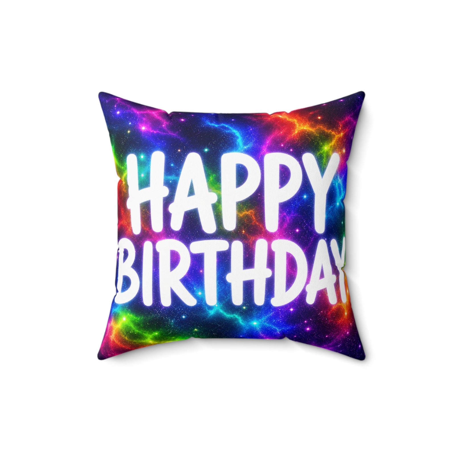 Happy Birthday Galaxy Throw Pillow — Colorful Cosmic Birthday Cushion Hello Childies - Image 5