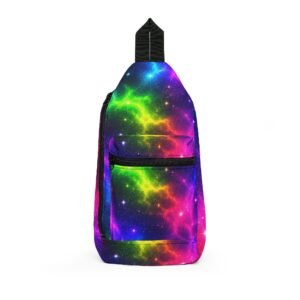 Neon Galaxy Sling Bag — Colorful Space Print Crossbody for Teens & Festival Goers Hello Childies