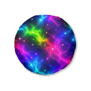 Galaxy Nebula Round Floor Pillow — Colorful Cosmic Tufted Cushion Hello Childies