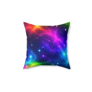 Galaxy Rainbow Throw Pillow — Colorful Nebula Decorative Square Pillow Hello Childies