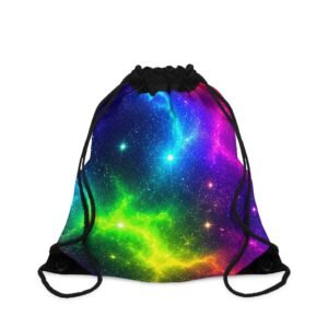 Galaxy Nebula Drawstring Bag — Multicolor Space Print Backpack Sack Hello Childies
