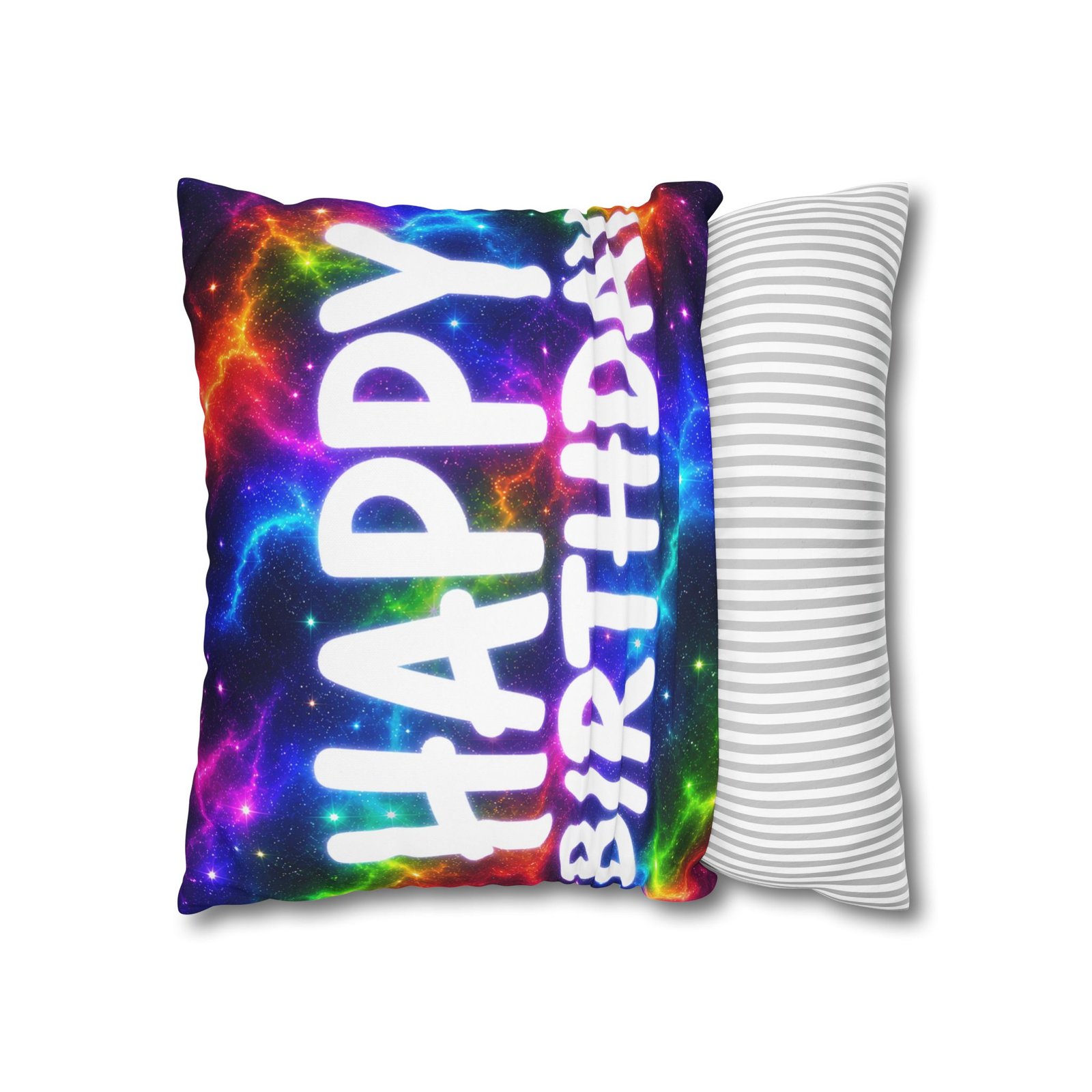 Happy Birthday Colorburst Pillowcase — Square Decorative Throw Pillow Cover Hello Childies - Image 9