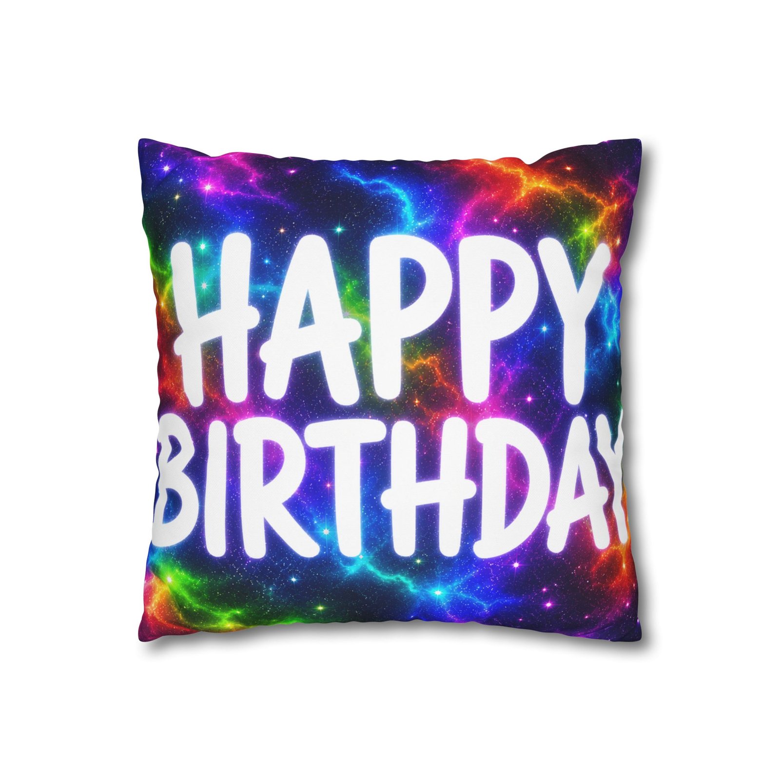 Happy Birthday Colorburst Pillowcase — Square Decorative Throw Pillow Cover Hello Childies - Image 3