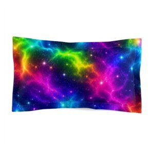 Galaxy Rainbow Pillow Sham — Neon Space Nebula Decorative Pillowcase Hello Childies