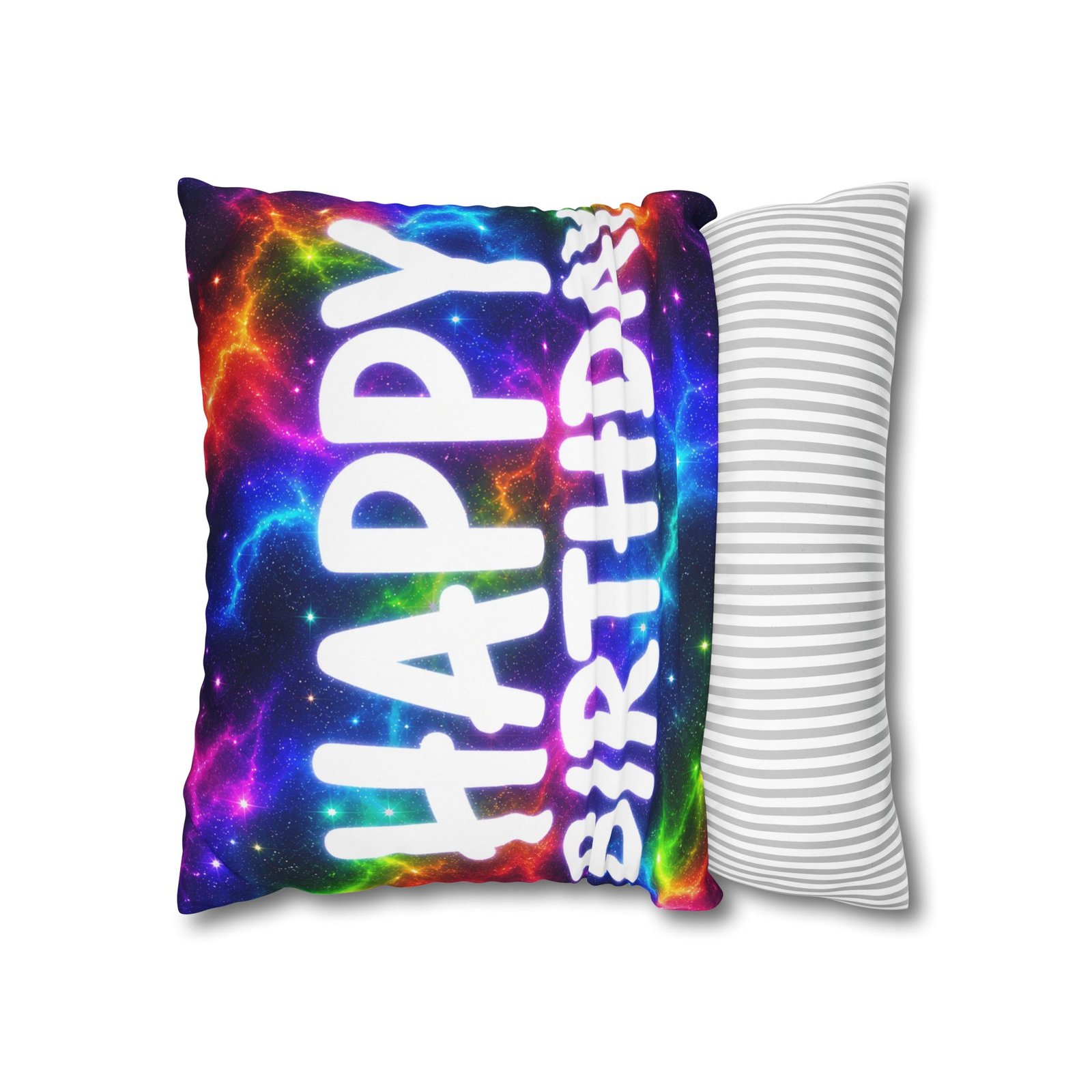 Happy Birthday Colorburst Pillowcase — Square Decorative Throw Pillow Cover Hello Childies - Image 7