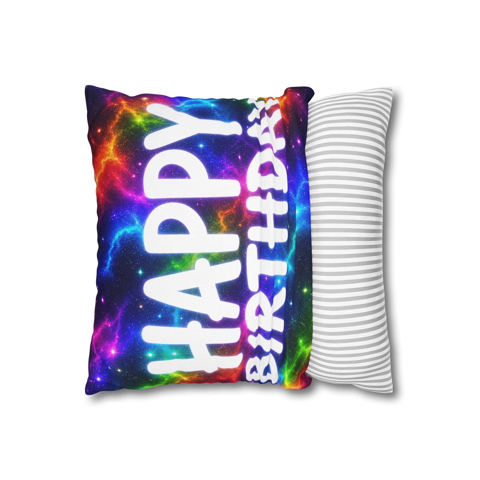 Happy Birthday Colorburst Pillowcase — Square Decorative Throw Pillow Cover Hello Childies - Image 4