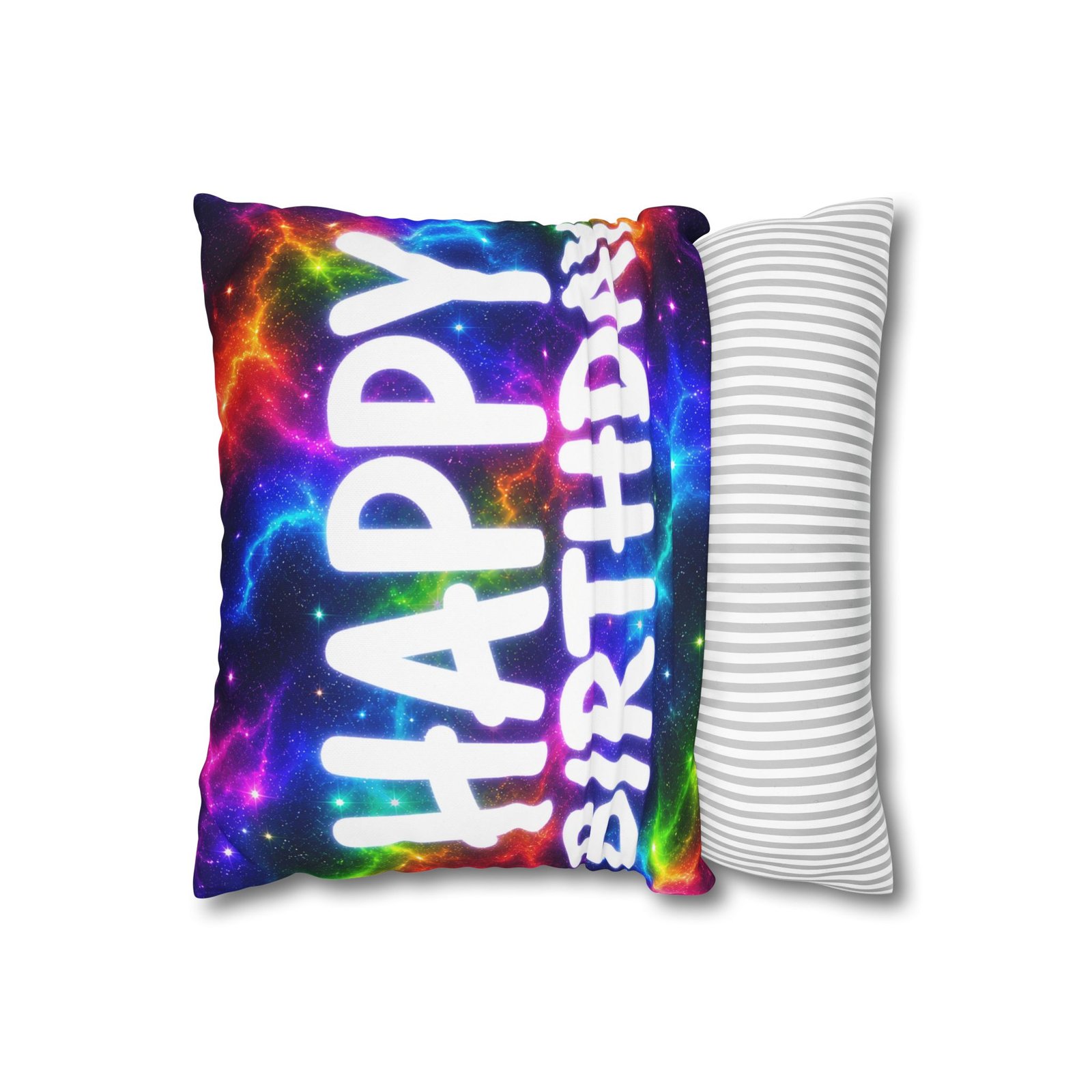 Happy Birthday Colorburst Pillowcase — Square Decorative Throw Pillow Cover Hello Childies - Image 2