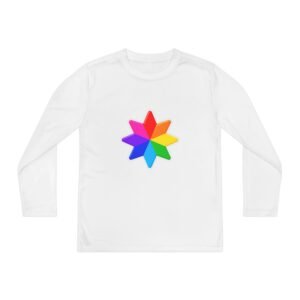 Youth Long Sleeve Tee — Rainbow Starburst Front & "HELLO" Back Hello Childies