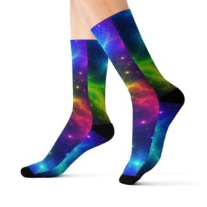 Galaxy Nebula Sublimation Socks — Colorful Space Print Crew Socks Hello Childies