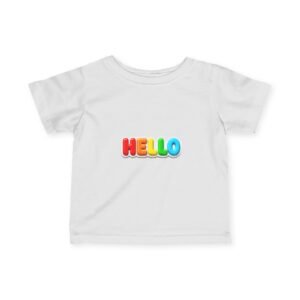 Infant Tee — Colorful "HELLO" Front & "CHILDIES" Back Baby Shirt
