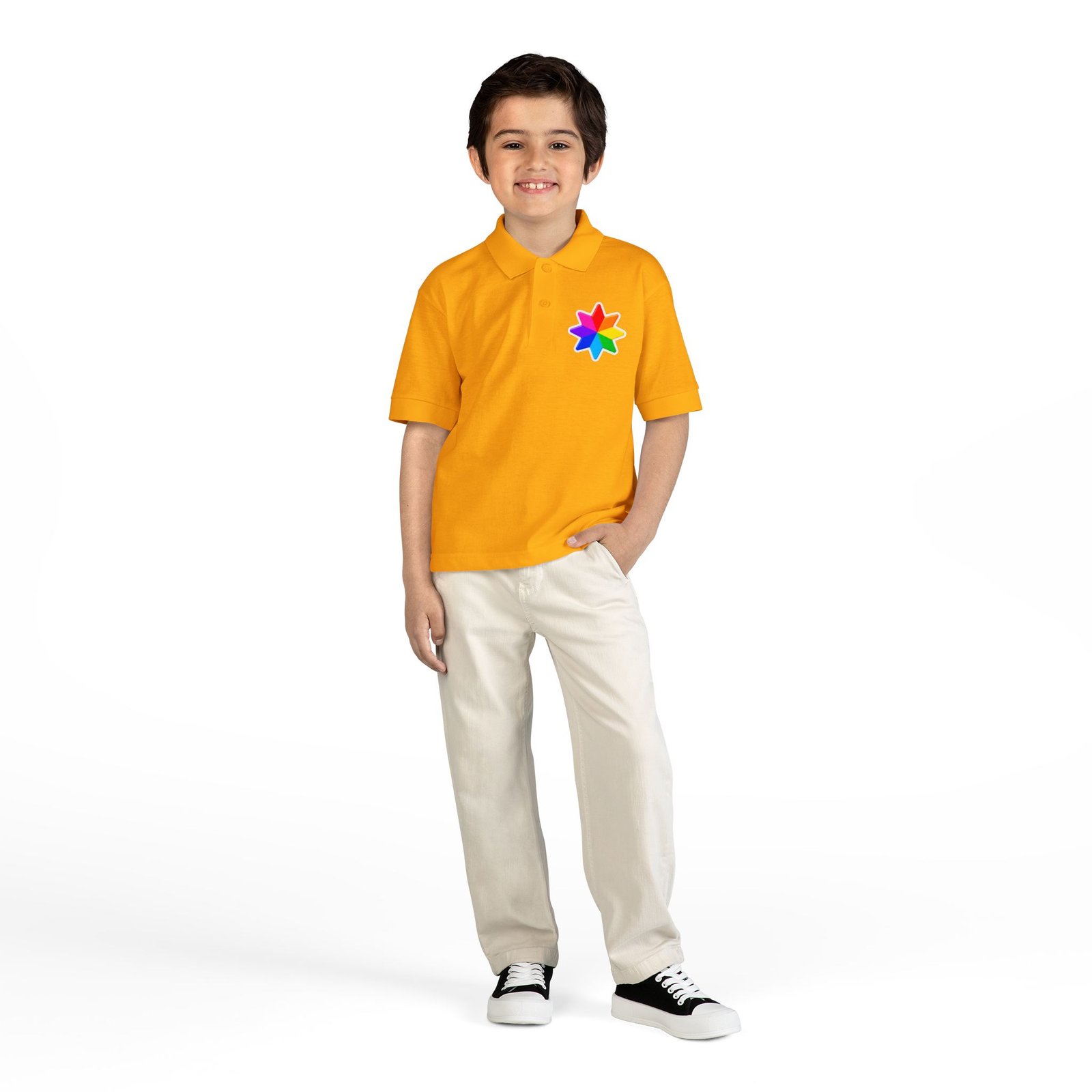 Kids Polo Shirt with Rainbow Star Emblem — Colorful Youth School Uniform Polo - Image 16