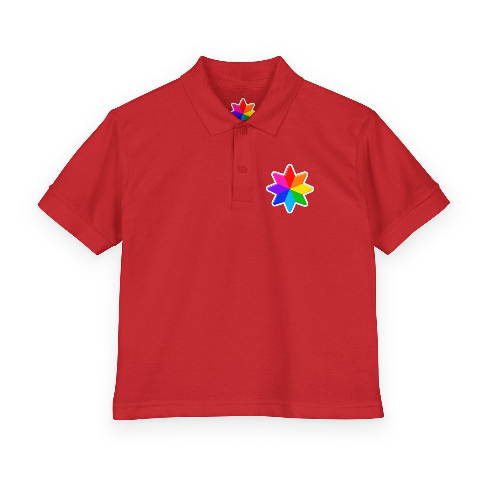 Kids Polo Shirt with Rainbow Star Emblem — Colorful Youth School Uniform Polo - Image 37