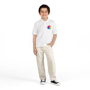Kids Polo Shirt with Rainbow Star Emblem — Colorful Youth School Uniform Polo