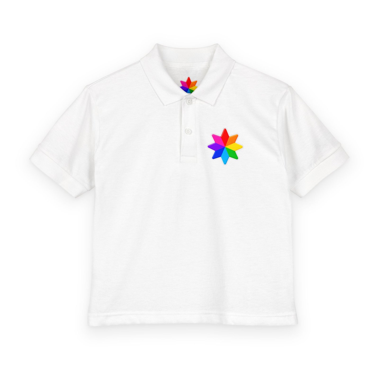 Kids Polo Shirt with Rainbow Star Emblem — Colorful Youth School Uniform Polo - Image 2