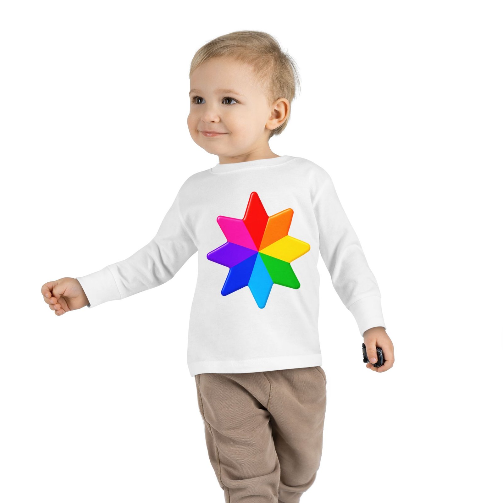 Rainbow Star Toddler Long Sleeve Tee — "CHILDIES" Colorful Kids Shirt CHILDIES – HELLO CHILDIES - Image 3